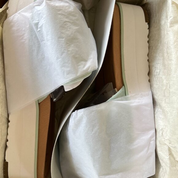 UGG Joan Bow Sandals Slides Platform Aqua Suede size10 Brand New - Picture 4 of 9